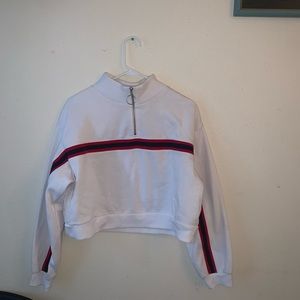 White red and blue crop top. Half zip. Size M
